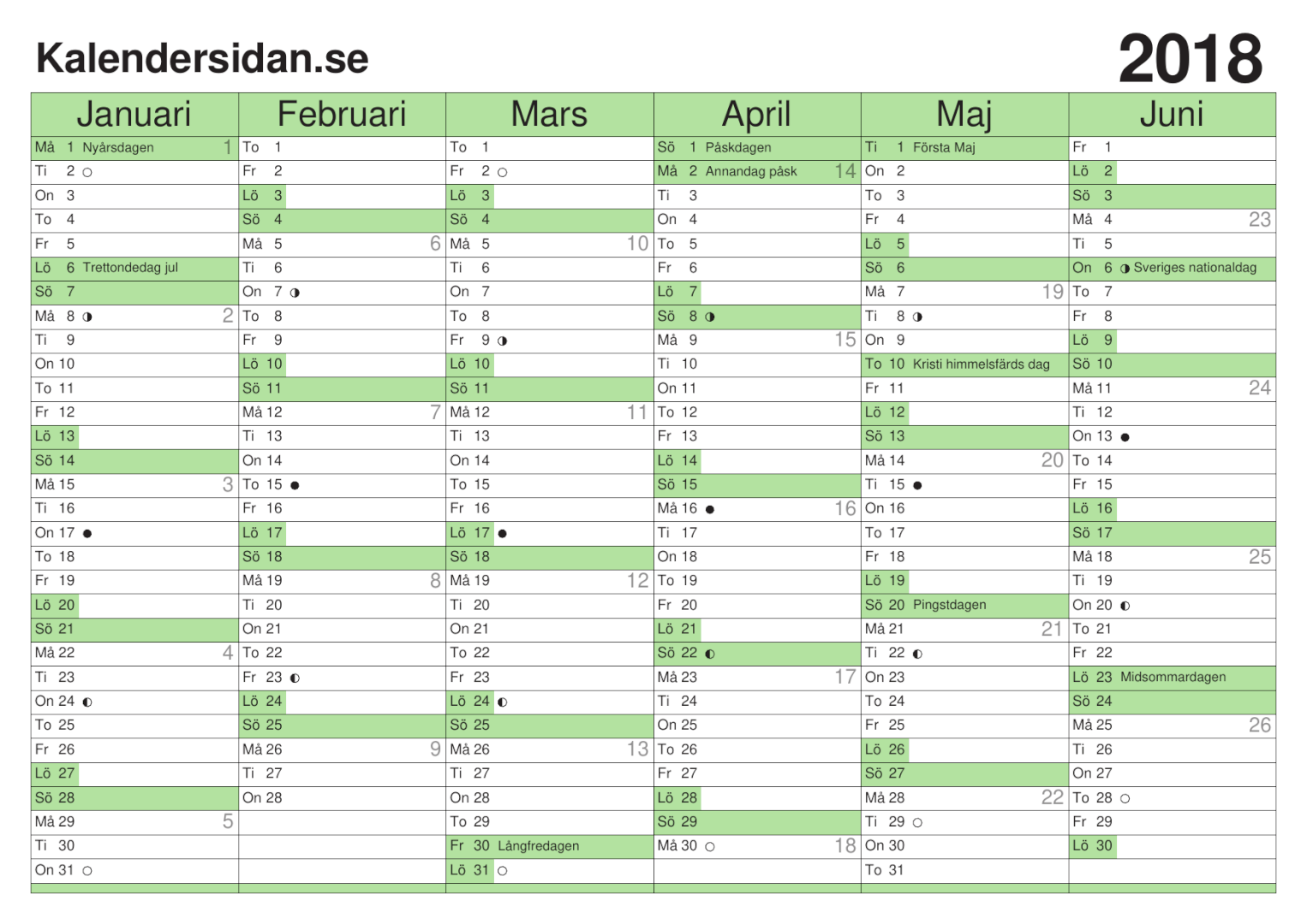 Norsk kalender 2019
