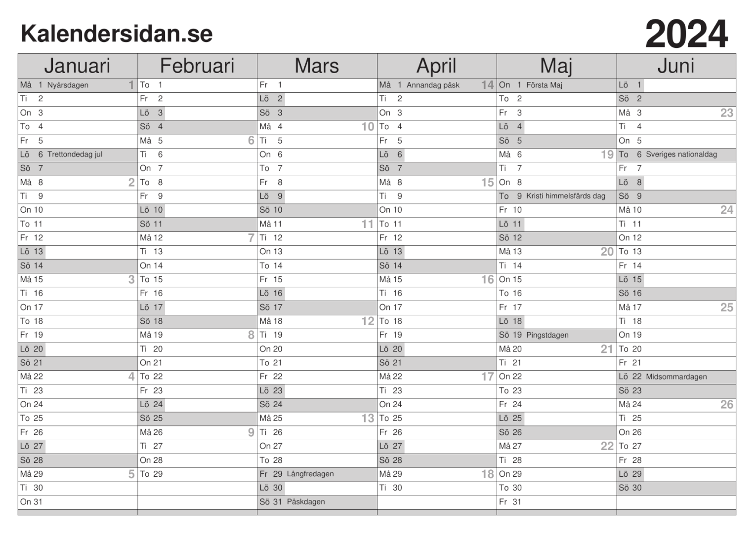 Kalender 2024 Med R da Dagar Gabie Jocelyn